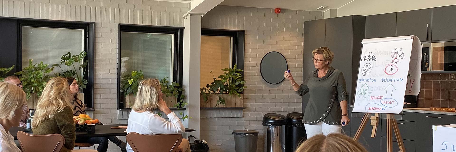 Workshop med business coach hanna plymouth deltagare blädderblock